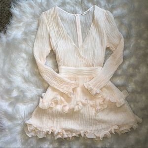 Saints + Secrets Pink Ruffle V-neck Dress